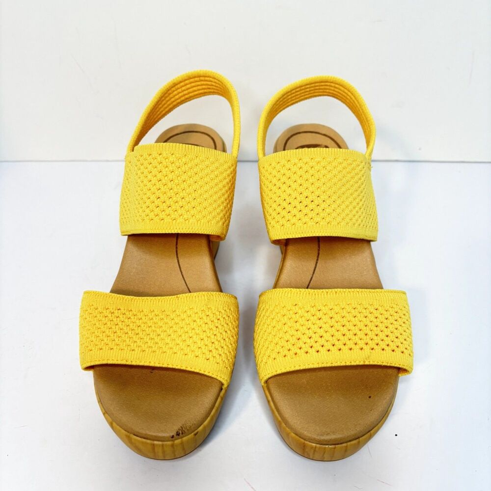 Dr. Scholl's Becca Slingback Wedge Sandals Knit Yellow Womens US 8M